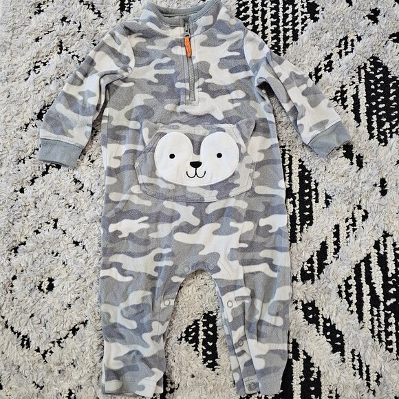 Carter's Baby Boy Fleece Gray Camo Sleeper - Picture 1 of 3